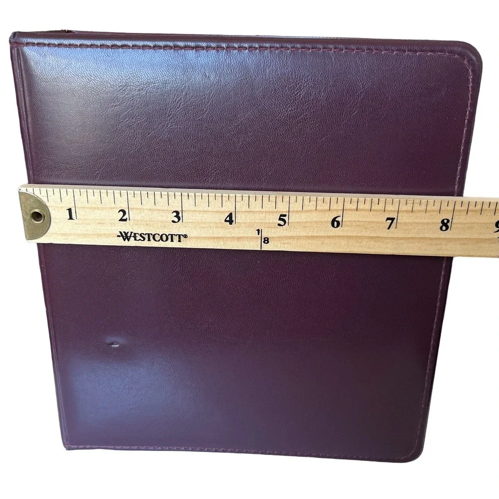 Tenshun 7 Ring Binder Planner Burgundy Faux Leather 9.25x8.5 Office Organizer